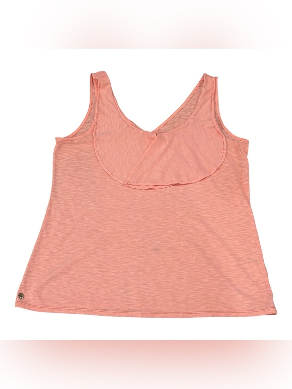 Lilly Pulitzer women’s Pink V-Neck Sleeveless Ruffle Tank Top (Stain)